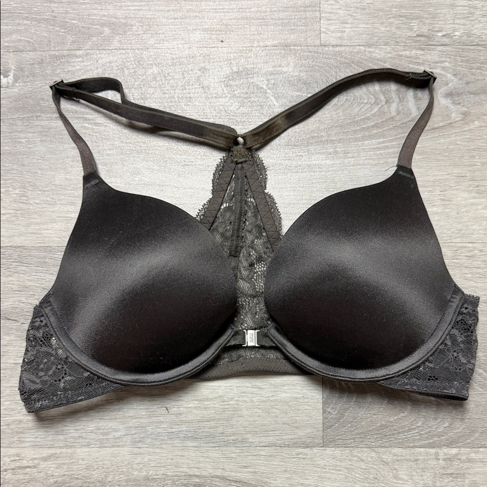 PINK Victoria's Secret Silver Grey Lace Racerback Bra
